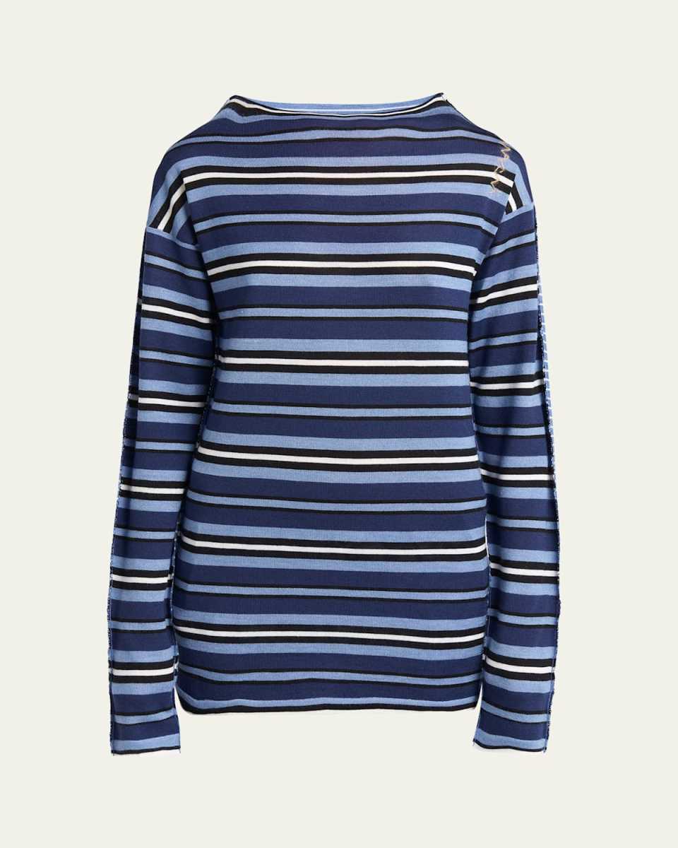 Stripe Wool Boat-Neck Sweater